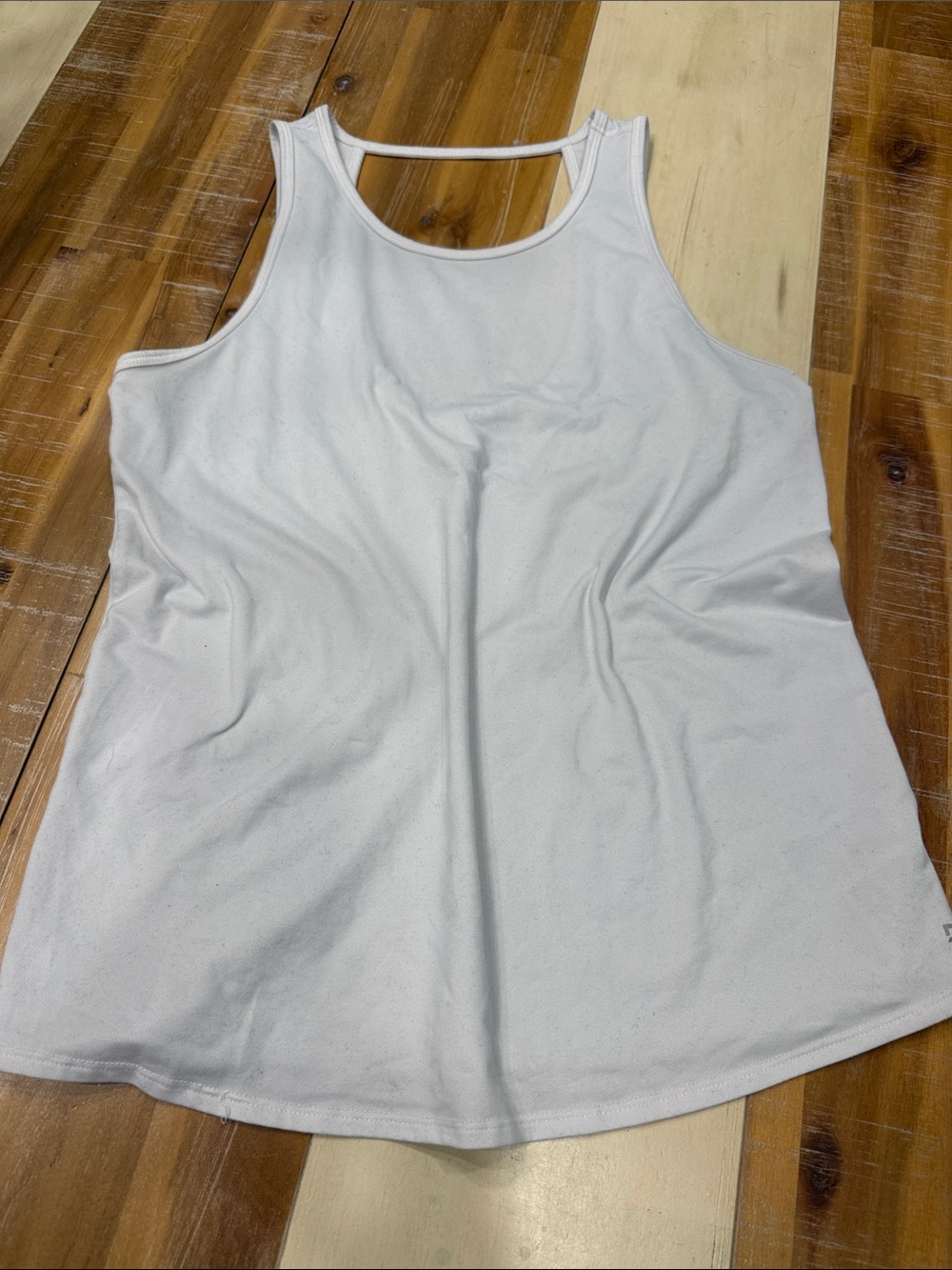 DSG White Scoop Neck Muscle Tank with Back Strap